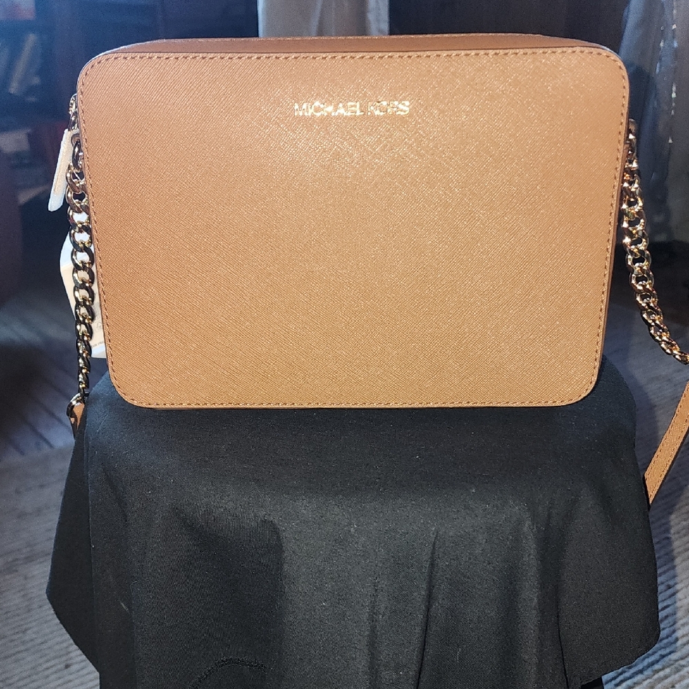 Michael Kors Brown Crossbody Bag with Gold Accents